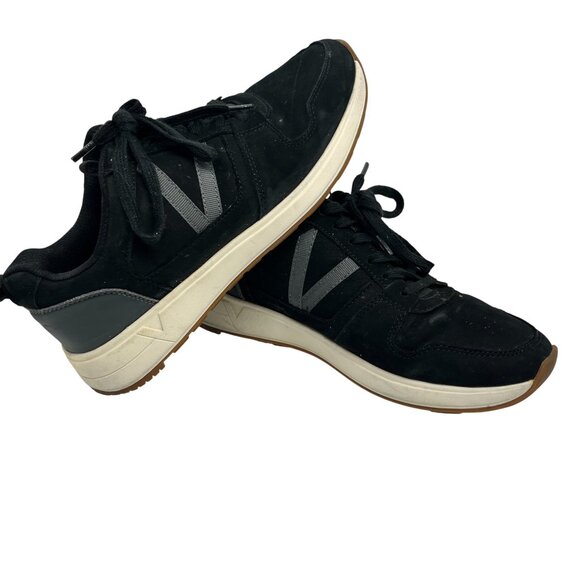 VIONIC BLACK LEATHER SNEAKERS WOMENS 7 ORTHOTIC ARCH SUPPORT CASUAL SHOES - Picture 2 of 16